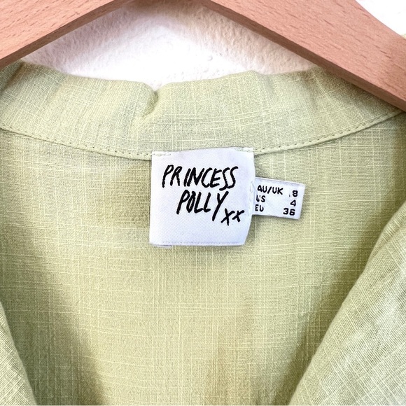 Princess Polly Gauzey Light Lime Green Cotton Shorts Playsuit Romper Size 4 - Picture 7 of 14